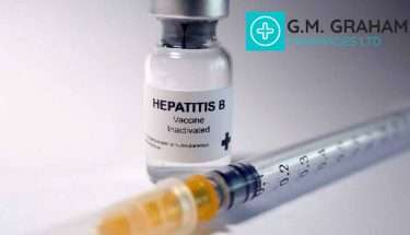 hepatitis b vaccine on grey background